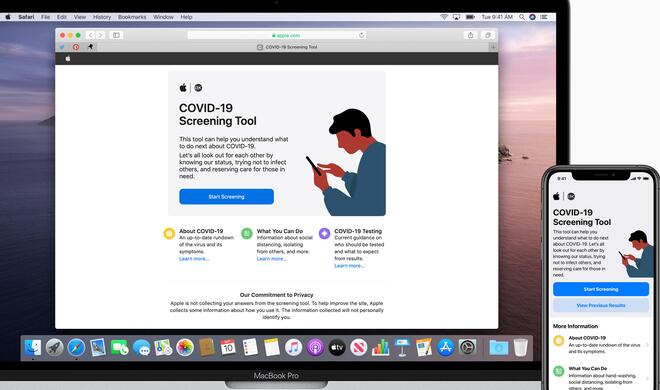 Apples neue COVID-19-App und -Website.