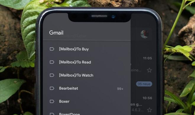Gmail auf dem iPhone versteht sich nun auch auf den Dark Mode.