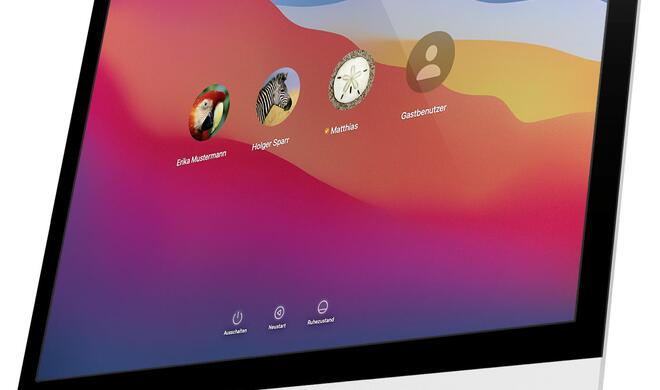 Der macOS-Anmeldebildschirm – hier mit Anzeige der Benutzer.