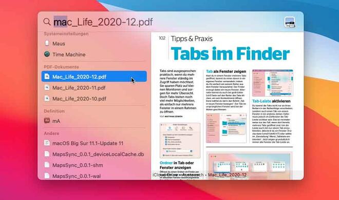 Ergebnis auswählen und anzeigen
