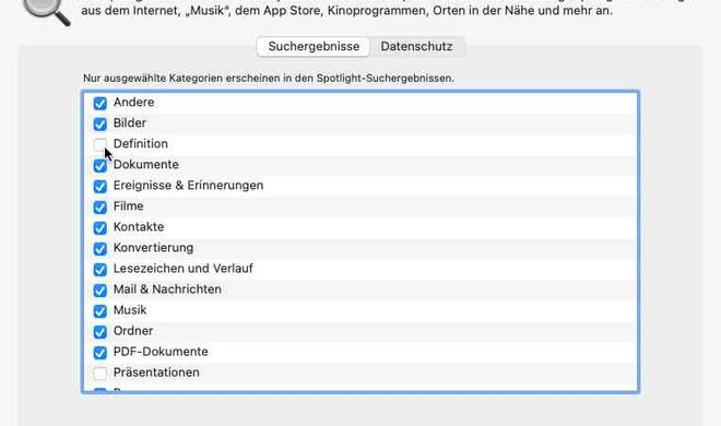 Suche anpassen