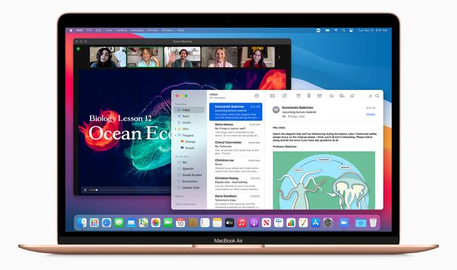 Dünn, leicht und mit dem M1-Chip ist das MacBook Air endlich auch flott.