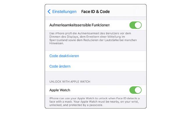 Face ID und Code