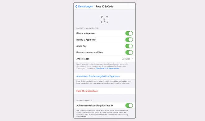 Face ID und Code