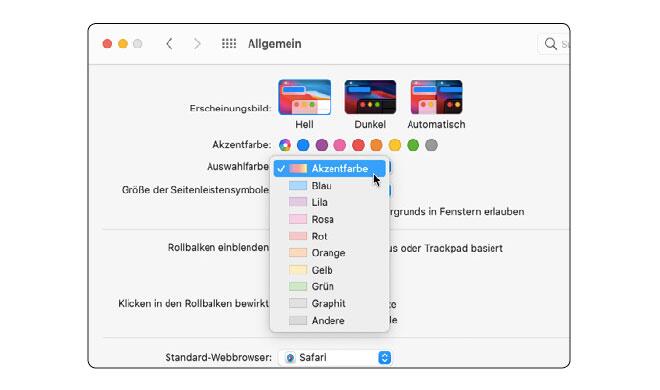 Akzentfarbe wählen