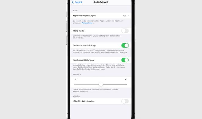 Lautstärke und LED-Blitz