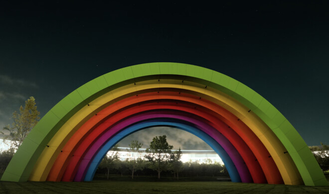 Seit der Öffnung ziert den Apple Park der Regenbogen.