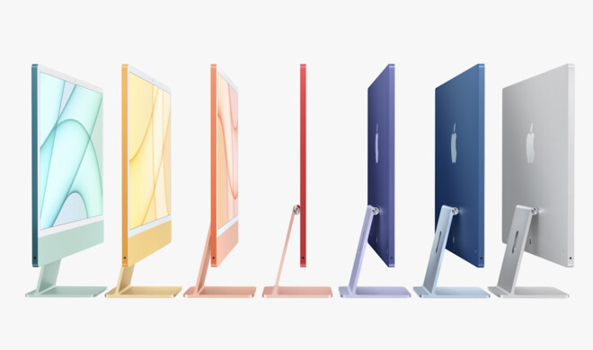 Der iMac 2021 kommt in sieben kunterbunten Farben.