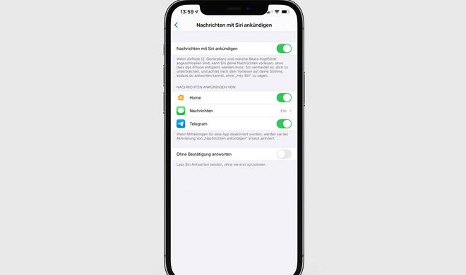 Nachrichten mit Siri ankündigen