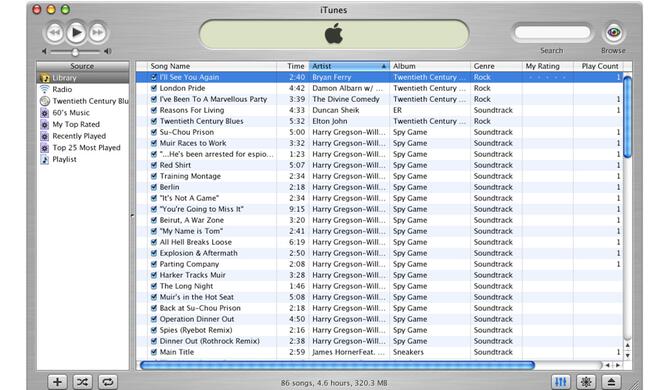 iTunes 3 Mediathek (2002)
