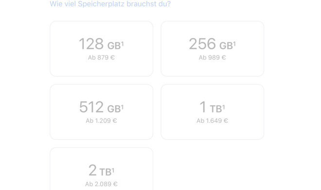 iPad Pro 2021 Speicheroptionen