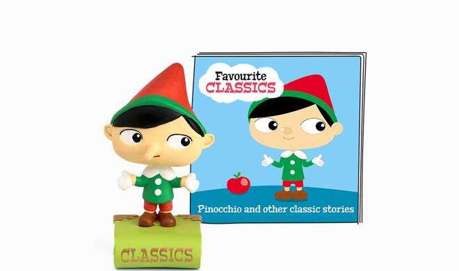Ein Tonie für fünf Geschichten: Pinocchio, Alice im Wunderland, Das Dschungelbuch, Der Zauberer von Oz und Die Schatzinsel.