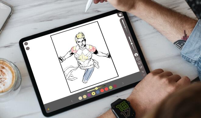 Das Marvel-Ausmalbuch macht auf dem iPad mit Apple Pencil am meisten Spaß.