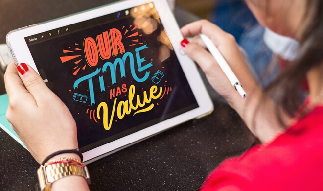 iPad mit bedenkenswertem Motto