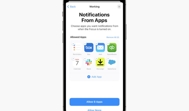 Für das Fokus-Feature kannst du einzelne Apps auswählen
