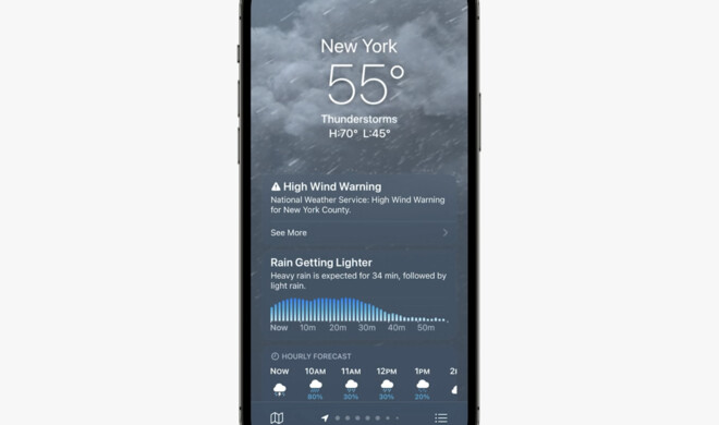 Neues Design für die Wetter-App
