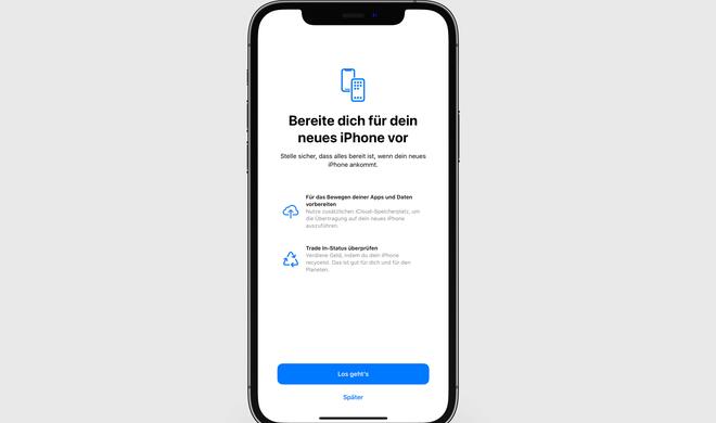 „Für neues iPhone vorbereiten“