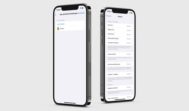 Individuelle Einstellungen für einzelne Apps