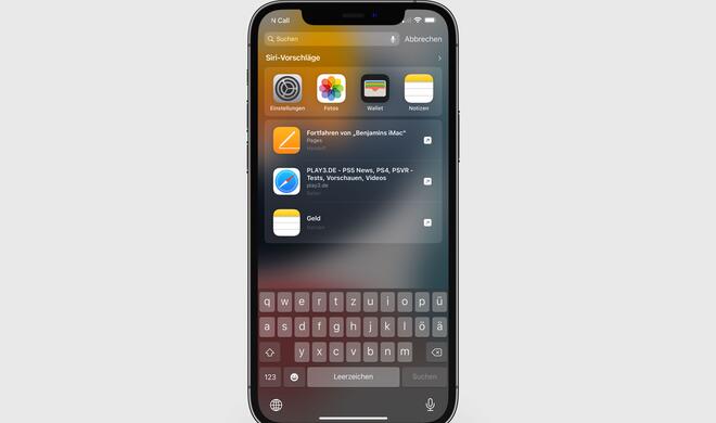Spotlight-Suche auf dem Sperrbildschirm