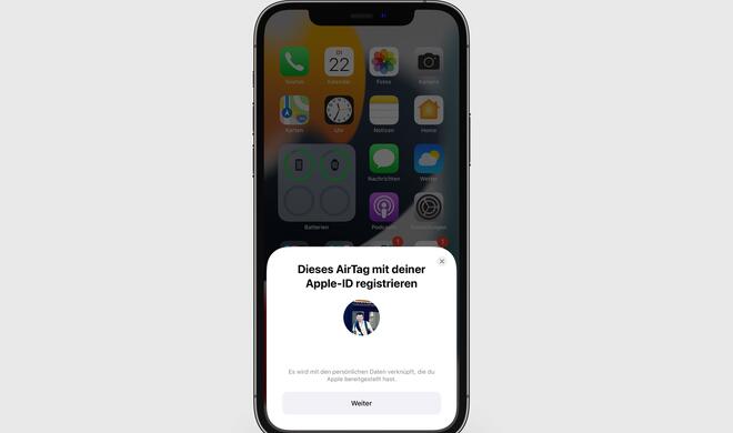 AirTags einrichten: Schritt 3