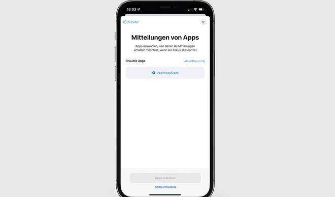Schritt 3 lässt dich Apps auswählen, die dich trotz Fokus benachrichtigen dürfen.