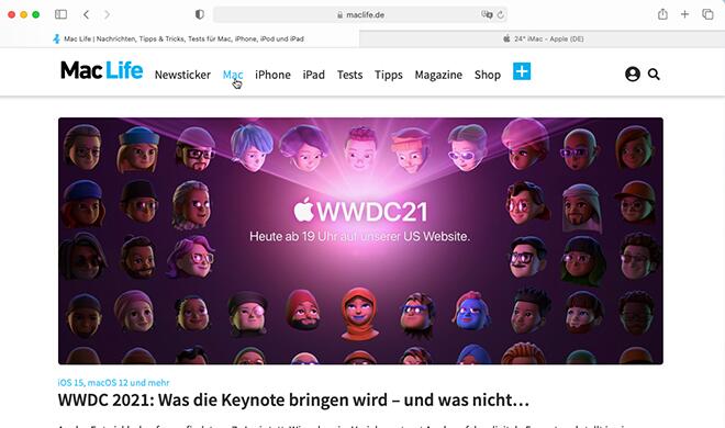 Links in Safari zeigen