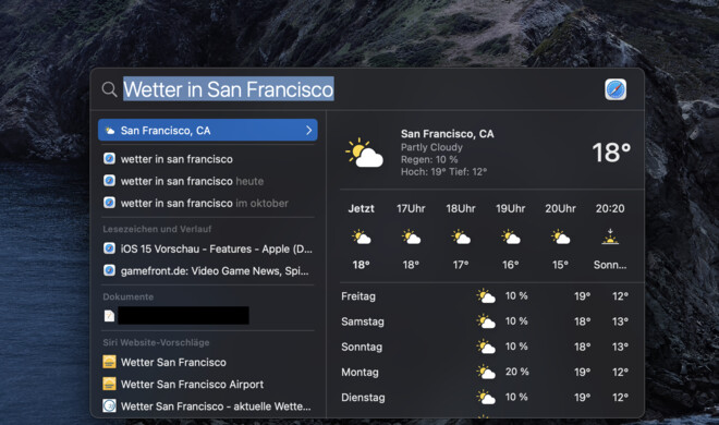 Apples Spotlight Suche