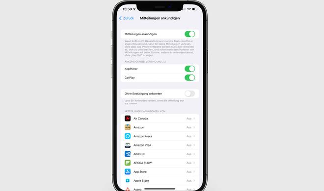 Siri liest Benachrichtigungen vor