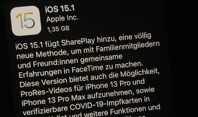 Versionshinweise für iOS 15.1