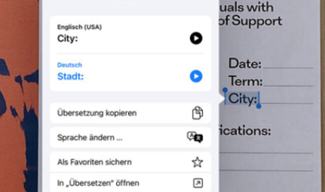 Systemweite Textübersetzung in iOS 17