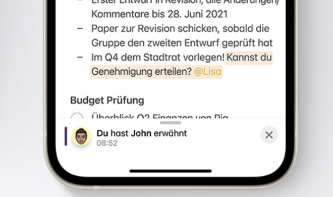 Erwähnungen in Notizen