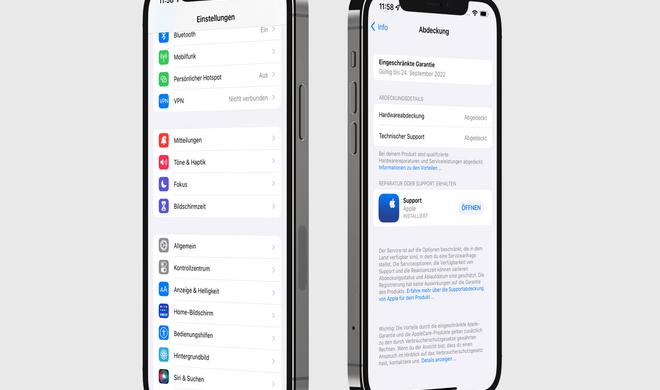iOS zeigt die Restgarantie an