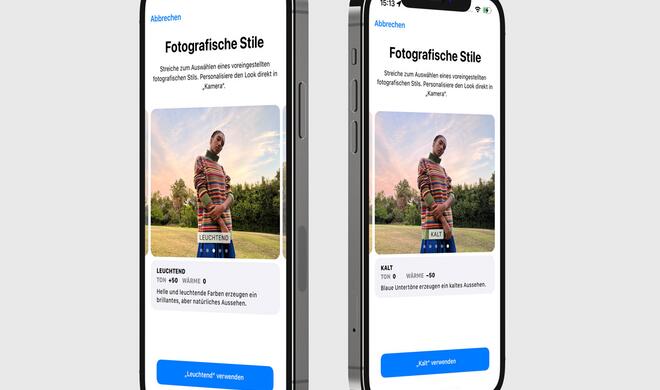 Die fotografischen Stile sind exklusiv für das iPhone 13 verfügbar