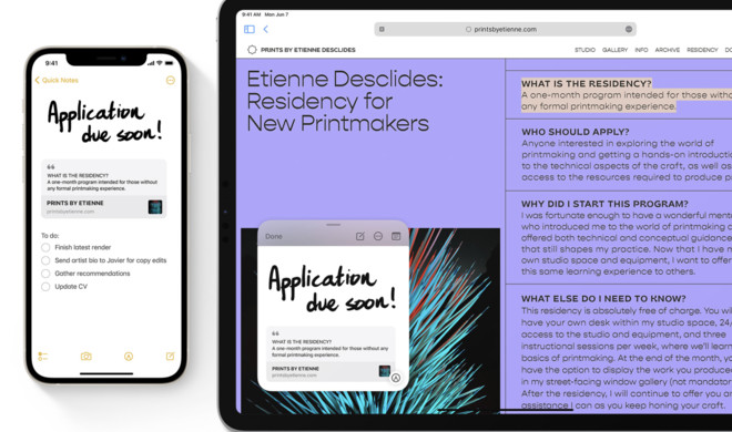 Schnellnotizen mit iPadOS 15