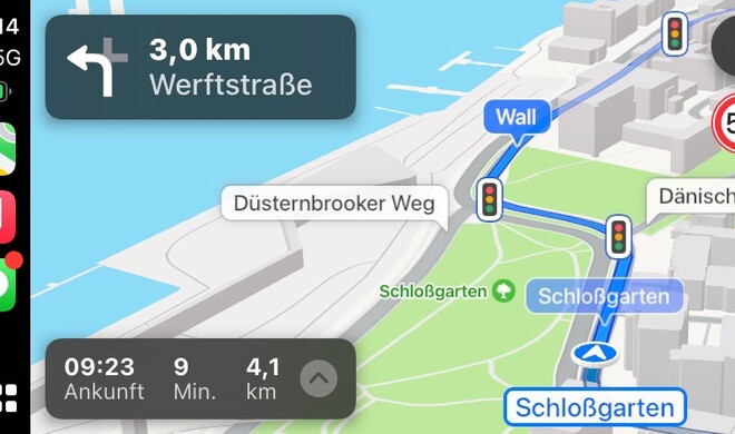 Apples Karten-App verfügt nun auch in Deutschland über das neue Kartenmaterial mit mehr 3D-Objekten sowie Hinweisen auf Tempo-Limits und Ampelanlagen.