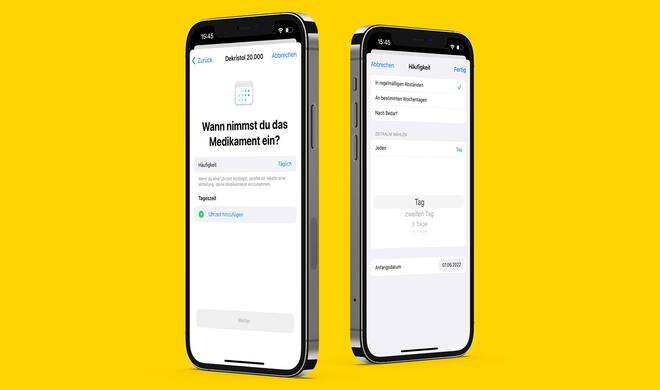 Die Abstände lassen sich je Medikament festlegen