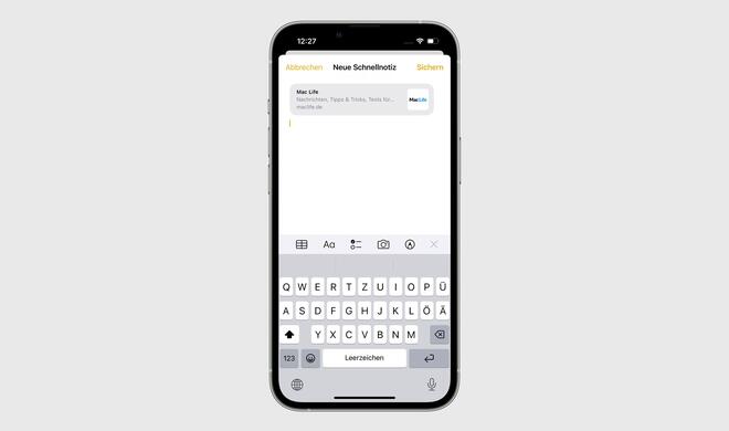 Schnellnotizen auf dem iPhone