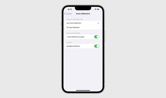 Such-Button ausblenden