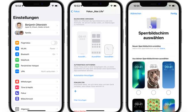 Mittels Einstellungen kannst du ebenfalls einen Fokus mit einem eigenen Sperrbildschirm ausstatten