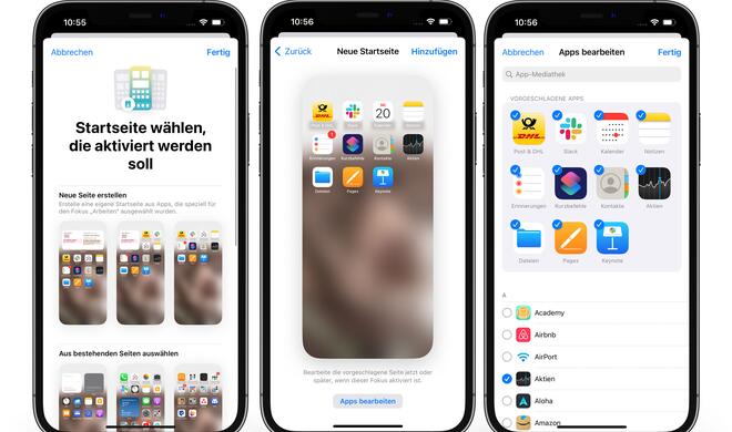 Je nach Fokus schlägt dir iOS 16 sogar neue Home-Bildschirme vor, die du anpassen kannst