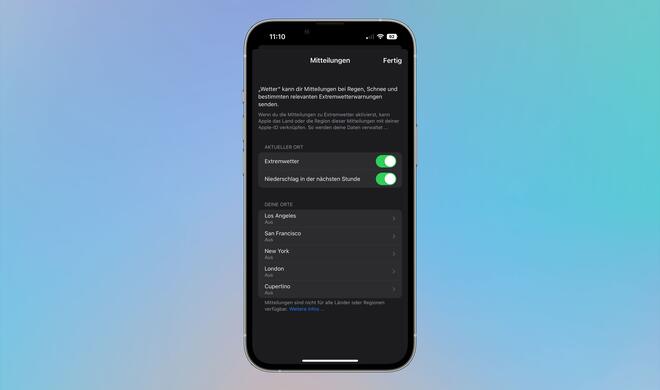Du kannst zwischen Unwetter und Niederschlagswarnungen wählen