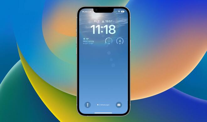 Der Sperrbildschirm bietet ein animiertes Wallpaper mit Wetterinformationen