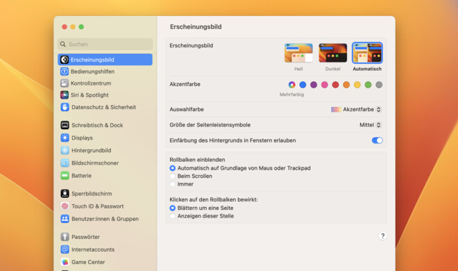 Neue Systemeinstellungen