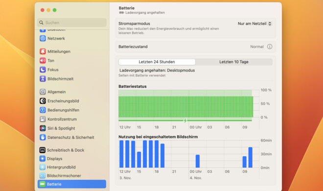 Das Batteriemenü gibt dir eine gute Übersicht über die Gesundheit deiner Batterie