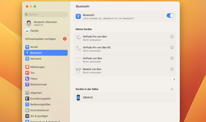 In den Bluetooth-Einstellungen siehst du zu einigen Geräten sogar passende Icons