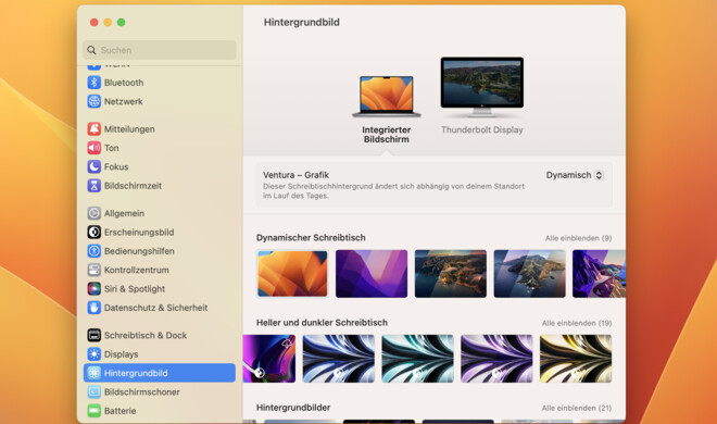 Apple hat die Hintergrundbilder von den Bildschirmschonern getrennt