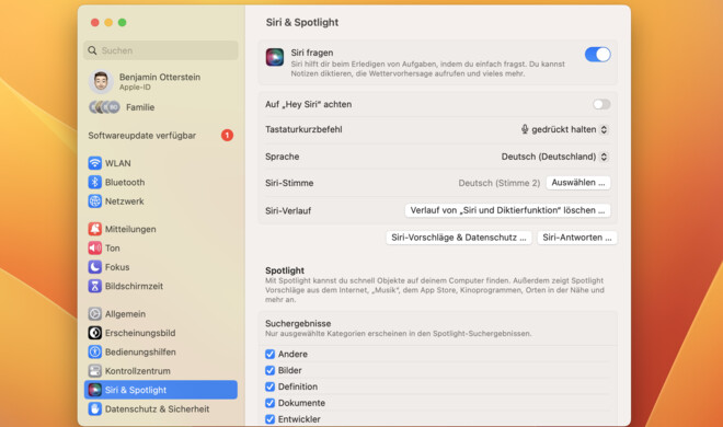 Du kannst eine Vielzahl an Einstellungen für Siri vornehmen