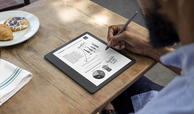 Der Kindle Scribe nimmt handschriftliche Notizen in einem Feld von der Größe einer Karteikarte entgegen.