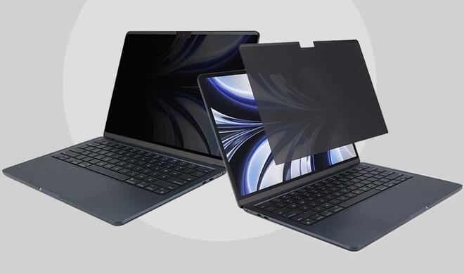 Der MagPro Elite Blickschutzfilter lässt sich magnetisch an deinem Mac befestigen.