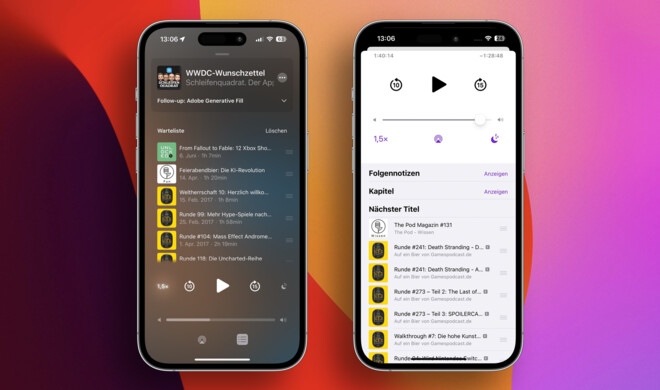Auch die Warteliste hat eine neue Optik erhalten. (iOS 17 links, iOS 16.5 rechts)